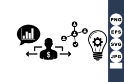 Businessman Money Icon Analytics Chart Network Product Image 1