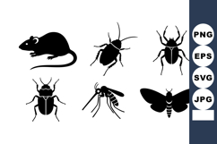 Black Silhouette Rat Beetle Mosquito Moth Vector Product Image 1
