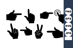 Hand Gestures Silhouette Pointing Clicking Victory Signs Vec Product Image 1