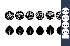 Rose Flower Leaf Silhouette Vector Set Design Product Image 1