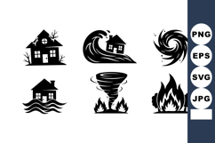 Natural Disaster House Damage Vector Icons Set Product Image 1