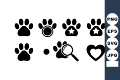 Black Paw Prints Heart Magnifying Glass Vector Product Image 1