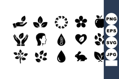 Nature Ecology Vector Icons Leaves Plant Flower Heart Product Image 1