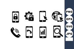 Mobile Phone Security Call Data Icons Vector Product Image 1