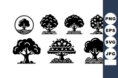Black Tree Icons Vector Silhouette Set Nature Product Image 1