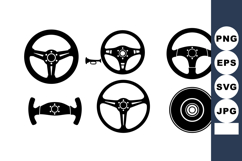 Set of Black Steering Wheels Vector Illustrations Product Image 1