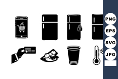 Smartphone Shopping Cart Credit Card Payment Icons Product Image 1