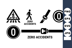 Safety Icons Set Pedestrian Crossing Zero Accidents Product Image 1