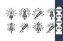 Firework Rocket Icons Vector Illustration Set Product Image 1