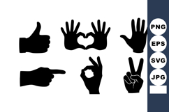 Hand Gesture Silhouette Vector Icons Set Product Image 1