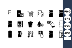 Refrigerator Icons Set Fridge Lock Temperature Product Image 1