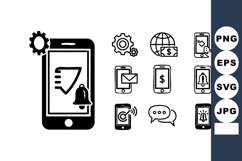 Mobile Phone Notification Settings Icons Vector Product Image 1