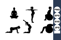 Yoga Poses Silhouette Exercise Ball Fitness Set Product Image 1