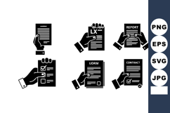 Black White Hand Document Icons Vector Product Image 1