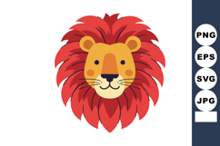 Lion head with large red mane vector illustration for wildli Product Image 1