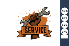 Strong hand holding wrench symbolizing service and repair su Product Image 1