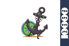 Cartoon anchor character with compass playful nautical theme Product Image 1