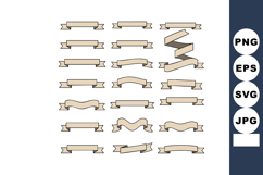 Beige ribbon banner collection with various shapes and style Product Image 1