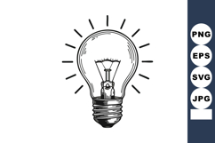 Light bulb sketch drawing with rays symbolizing bright idea Product Image 1
