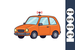 Small orange car with antenna signal and blue windows vector Product Image 1