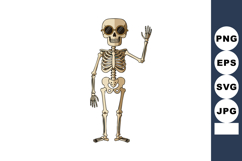 Human skeleton wearing round sunglasses waving hand vector i Product Image 1