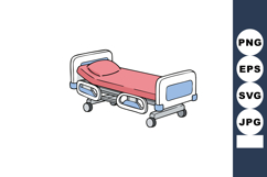 Hospital bed with red blanket and blue details medical furni Product Image 1