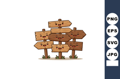 Wood Directional Signpost with Happy Faces Vector Illustrati Product Image 1
