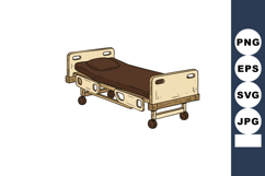 Hospital bed with brown mattress and pillow medical equipmen Product Image 1