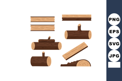Wooden log and plank vector set natural timber wood pieces i Product Image 1
