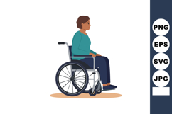 Woman sitting in wheelchair side view vector illustration of Product Image 1
