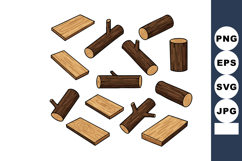 Wood Logs and Planks Vector Illustration with Natural Brown Product Image 1