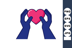 Hands holding pink heart symbol of care love and support vec Product Image 1