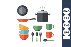 Kitchen cookware set with bowls mugs spoons and frying pan v Product Image 1