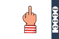 Human hand showing middle finger gesture with striped sleeve Product Image 1
