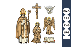 Saint Nicholas bishop with praying angel crucifix dove and h Product Image 1