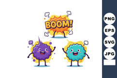 Colorful cartoon virus characters with explosion comic effec Product Image 1