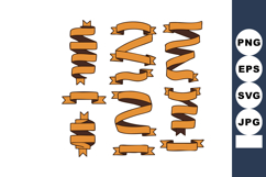 Brown Vintage Ribbon Banner Set for Decoration Design and Cr Product Image 1