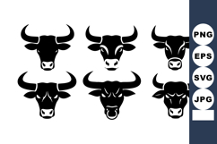 Bull Head Silhouettes Vector Horn Shapes Set Product Image 1