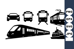 Black Silhouette Transport Vehicles Vector Set Product Image 1