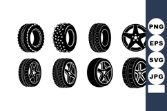 Car Tires and Wheels Vector Set Illustration Product Image 1