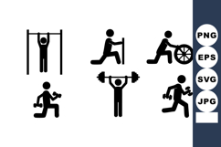 Fitness Exercise Icons Gym Workout Training Set Product Image 1