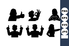 Silhouette People Hand Gestures Vector Illustration Product Image 1