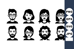 Diverse Male Female Avatar Icons With Glasses Beards Product Image 1