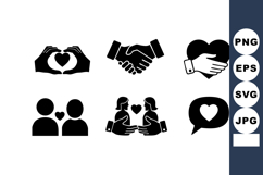 Love Care Handshake Couples Heart Icons Vector Product Image 1