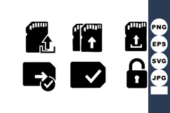 Memory Card Upload Icons Vector Set Black Product Image 1