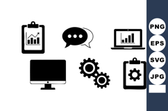 Business Icons Set Computer Gears Charts Chat Product Image 1