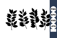 Black Leafy Branch Silhouette Vector Art Product Image 1