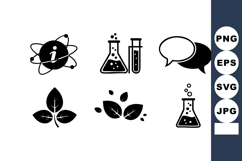 Science Icons Vector Set Atom Flask Test Tube Chat Leaf Product Image 1