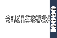 Barbecue Grill Meat Knife Fork Sausage Fish Skewer Line Art Product Image 1