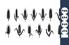 Wheat Ears Silhouette Vector Set Designs Product Image 1